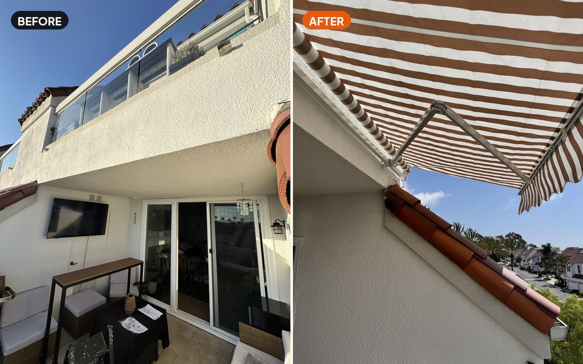 Retractable awning — before and after