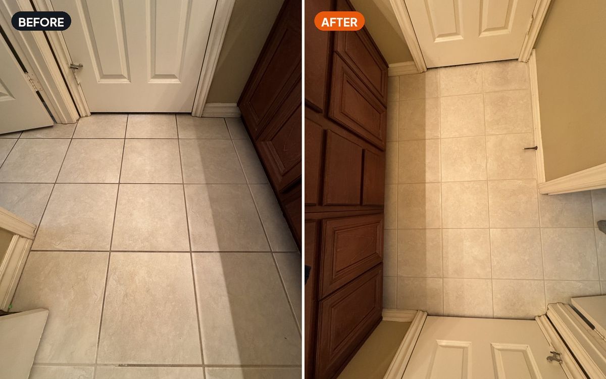 Grout cleaning — before and after