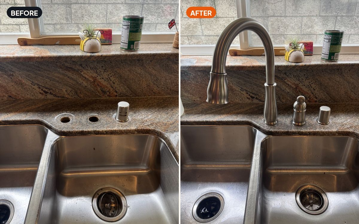 Kitchen faucet — before and after