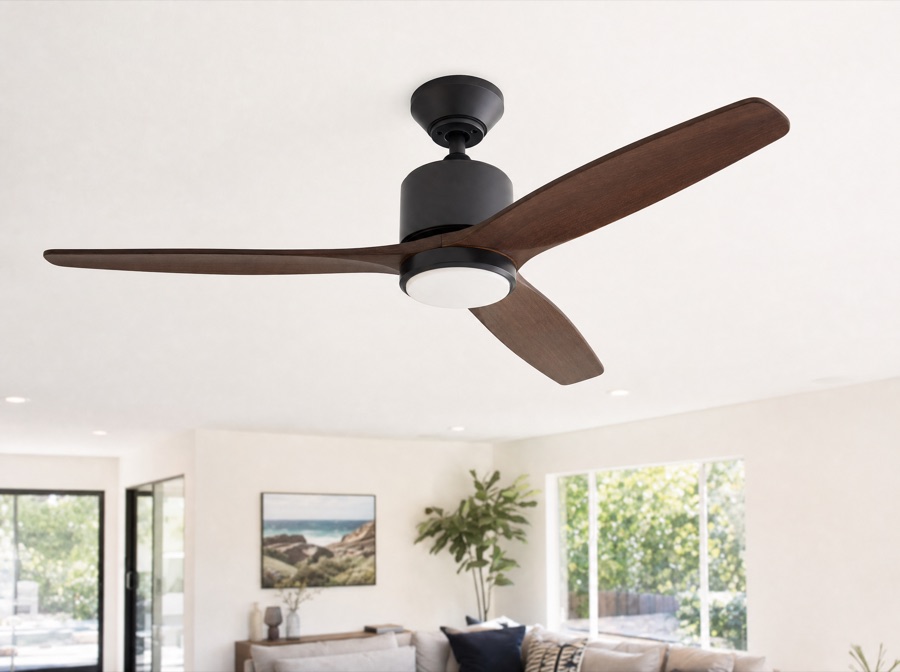 Ceiling fan and light fixture installed in an Orange County home