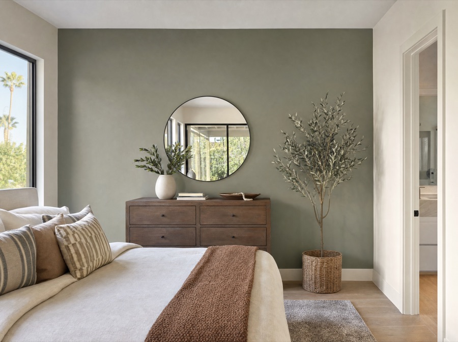 Freshly painted interior wall with clean trim
